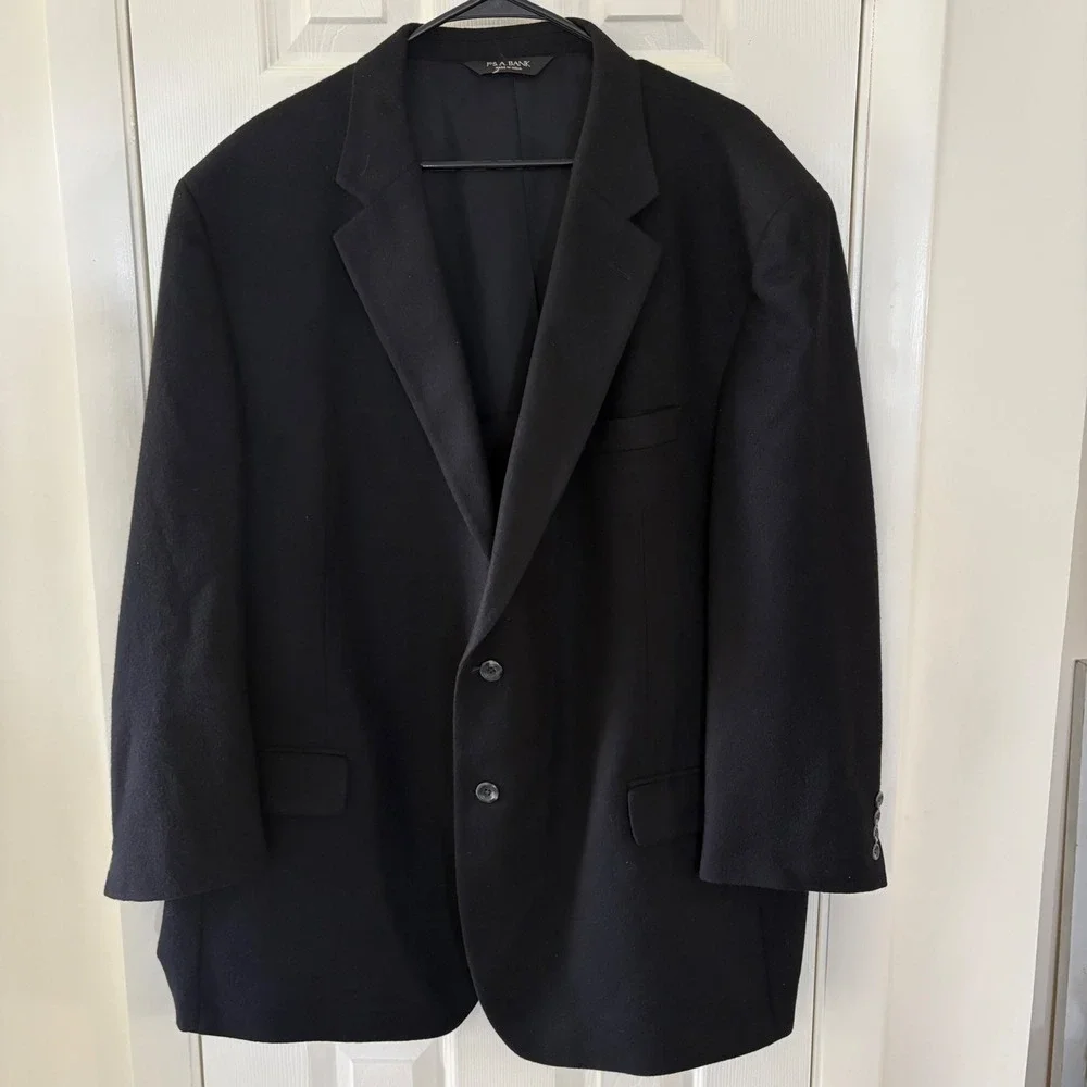 Jos. A. Bank Blazer Mens Black 100% Cashmere Two Button Sport Coat 50R‎